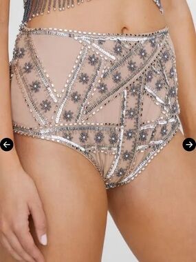 NASTY GAL Sequin Beaded Mesh Booty Shorts